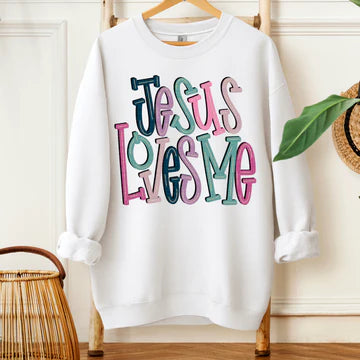 Jesus Loves Me Gildan Unisex Heavy Blend™ Crewneck Sweatshirt White