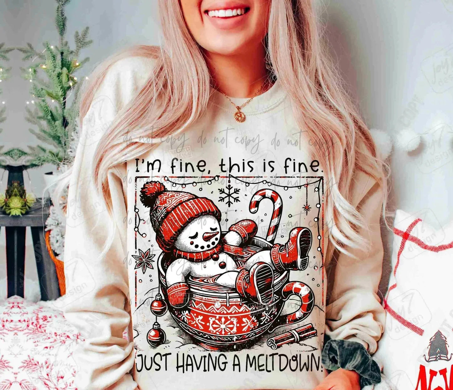 Just Having A Meltdown Snowman Unisex Garment-Dyed Lightweight Fleece Crewneck Sweatshirt Ivory