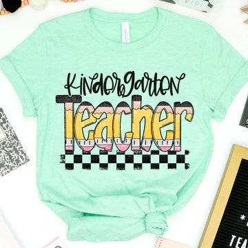 Kindergarten Teacher Pencil Bella + Canvas Unisex Jersey T-Shirt Mint
