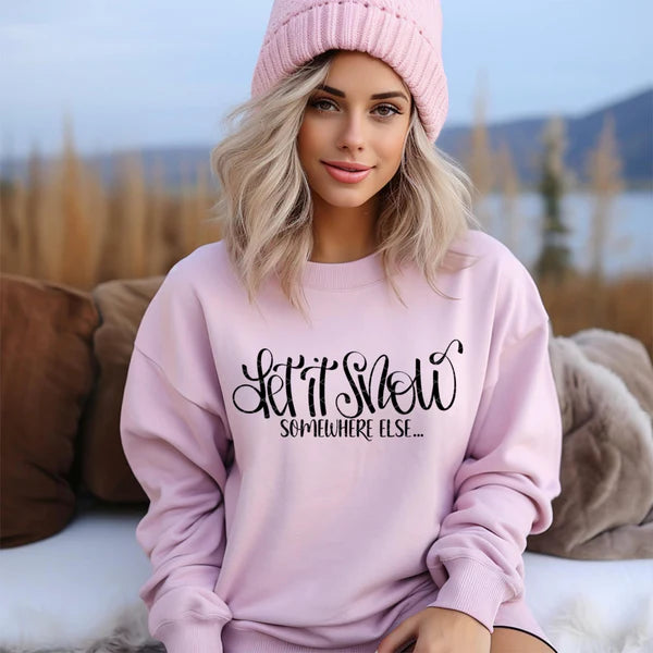 Let It Snow Somewhere Else Gildan Unisex Heavy Blend™ Crewneck Sweatshirt Light Pink