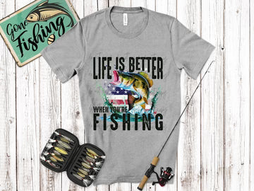 Life Is Better When Your Fishing Bella + Canvas Unisex Jersey T-Shirt Athletic Heather
