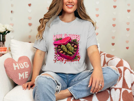 Love And Weed Is All You Need Gildan Softstyle® T-Shirt Ice Grey