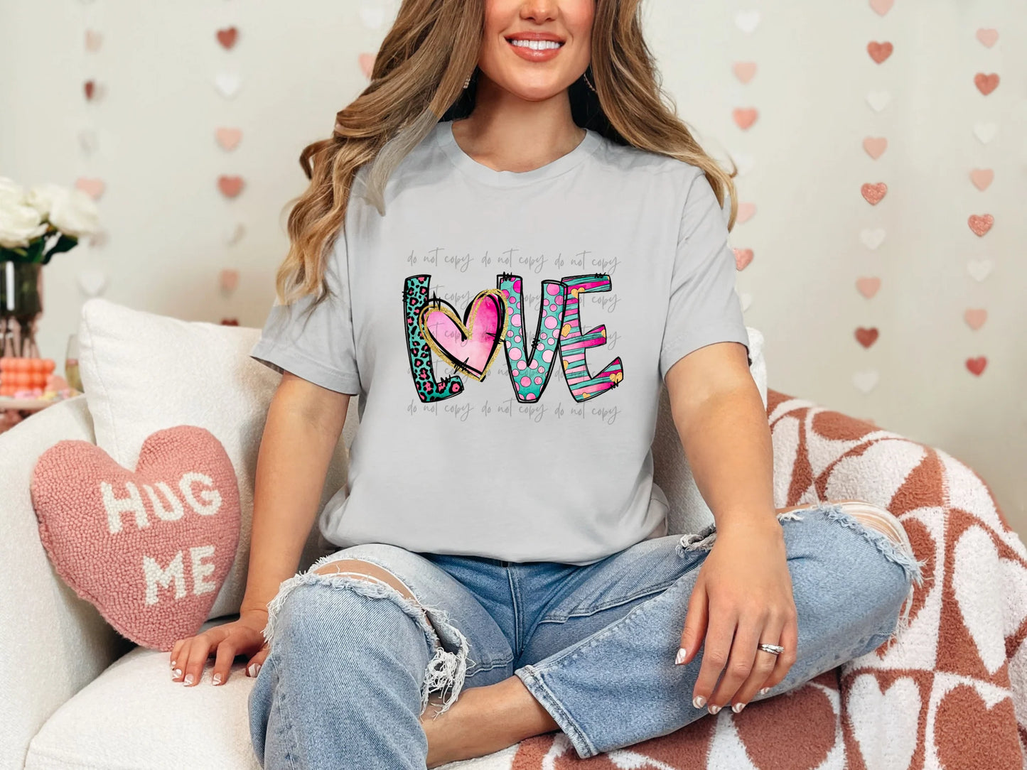 Love Blue And Pink Gildan Softstyle® T-Shirt Ice Grey