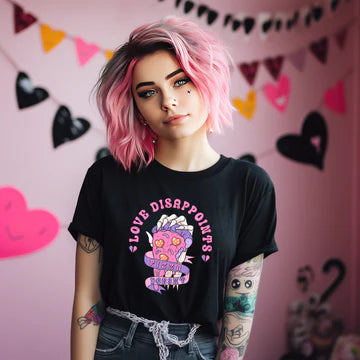 Love Disappoints Pizza Doesn't Gildan Softstyle® T-Shirt Black