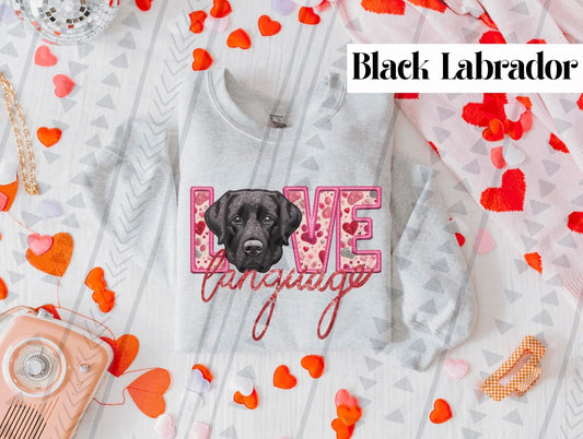 Love Language Black Lab Gildan Unisex Heavy Blend™ Crewneck Sweatshirt Ash