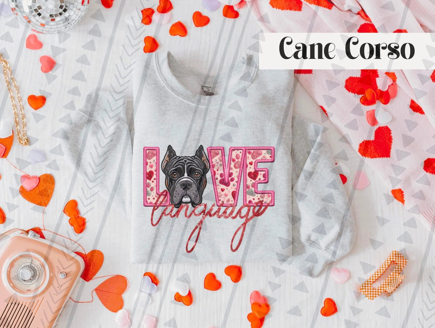 Love Language Cane Corso Gildan Unisex Heavy Blend™ Crewneck Sweatshirt Ash