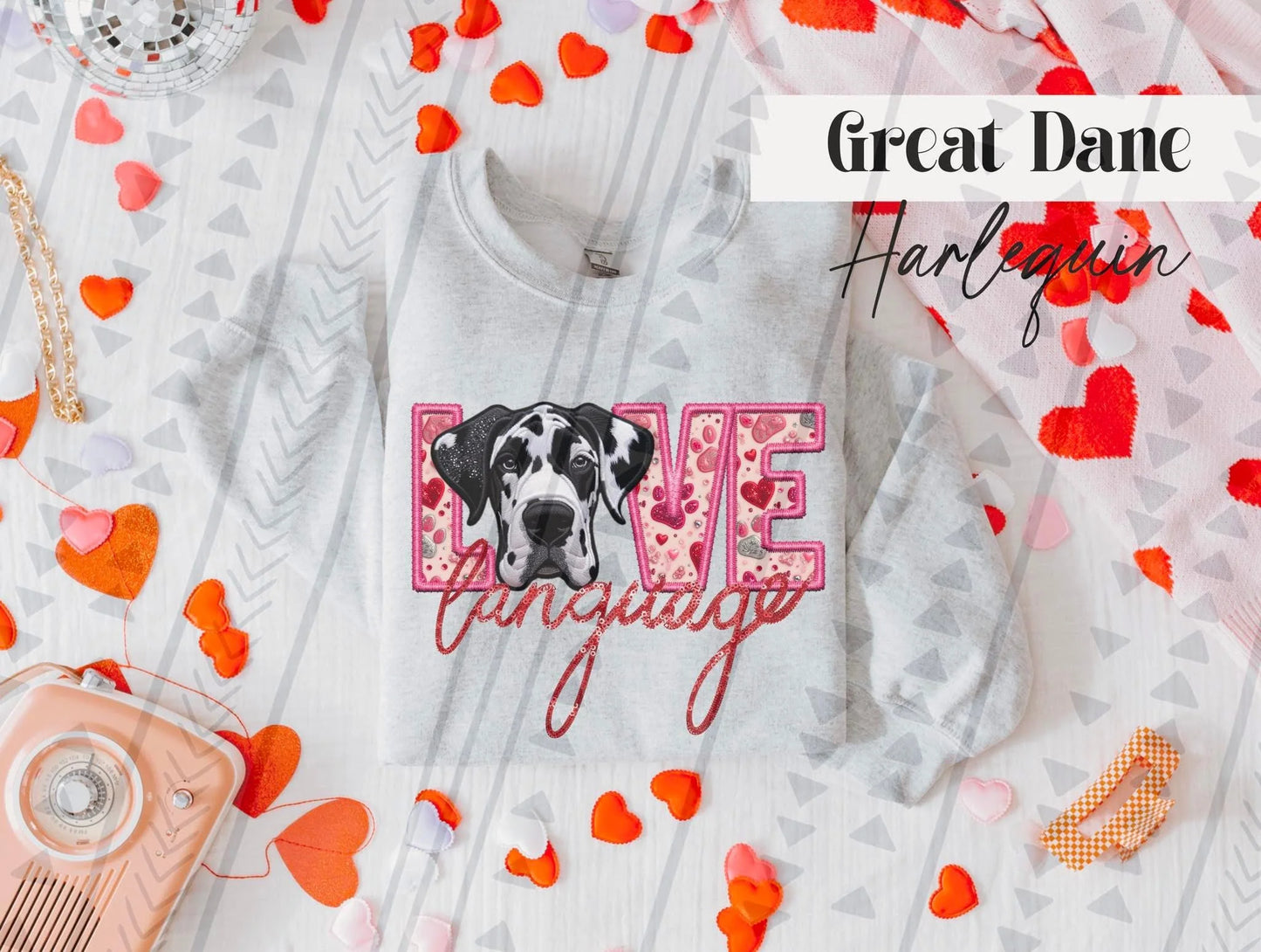Love Language Great Dane Gildan Unisex Heavy Blend™ Crewneck Sweatshirt Ash