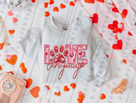 Love Language Paw Gildan Unisex Heavy Blend™ Crewneck Sweatshirt Ash