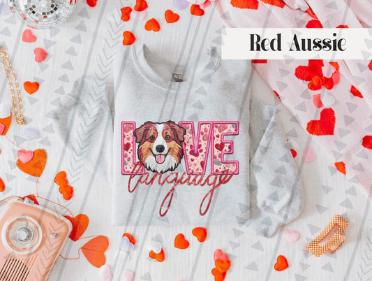 Love Language Red Aussie Gildan Unisex Heavy Blend™ Crewneck Sweatshirt Ash