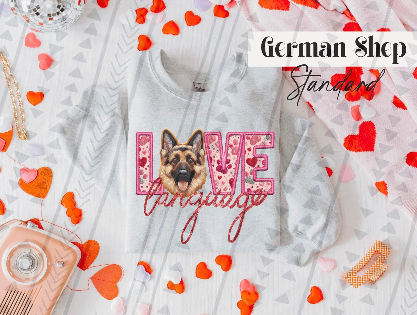 Love Language Standard German Shepard Gildan Unisex Heavy Blend™ Crewneck Sweatshirt Ash