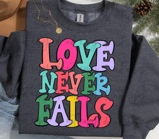Love Never Fails Gildan Heavy Blend™ 50/50 Fleece Crew Dark Heather