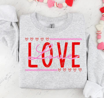Love Red Pink Checkered Hearts Gildan Unisex Heavy Blend™ Crewneck Sweatshirt Ash