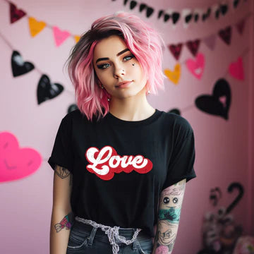 Love Red Retro Gildan Softstyle® T-Shirt Black