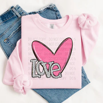 Love With Heart Gildan Unisex Heavy Blend™ Crewneck Sweatshirt Light Pink