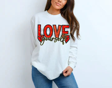 Love Yourself Bella + Canvas Unisex Jersey Long-Sleeve White
