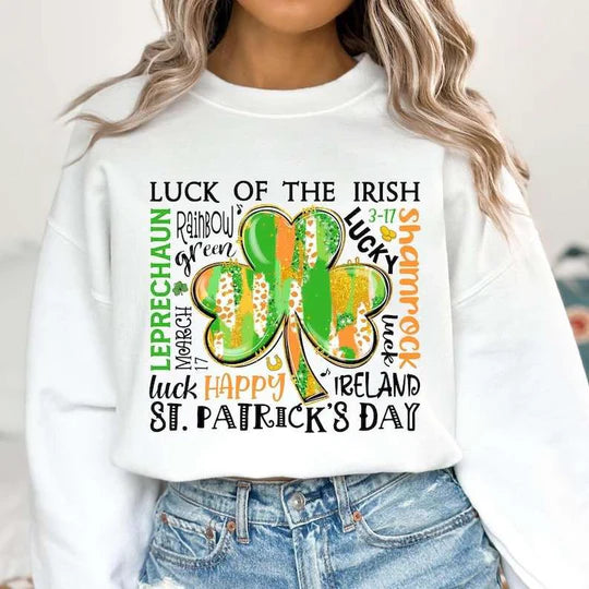 Luck of the Irish Subway Gildan Heavy Blend™ 50/50 Fleece Crew White
