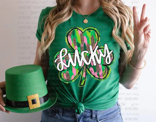 Lucky Brushstroke Shamrock Bella + Canvas Unisex Jersey T-Shirt Kelly