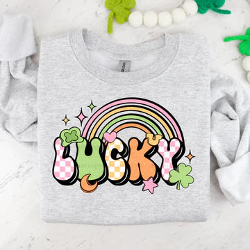 Lucky Marshmallow Rainbow Gildan Unisex Heavy Blend™ Crewneck Sweatshirt Sport Grey