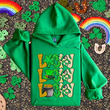 Lucky Stacked Gildan Adult Heavy Blend™ 50/50 Hooded Sweatshirt Irish Green