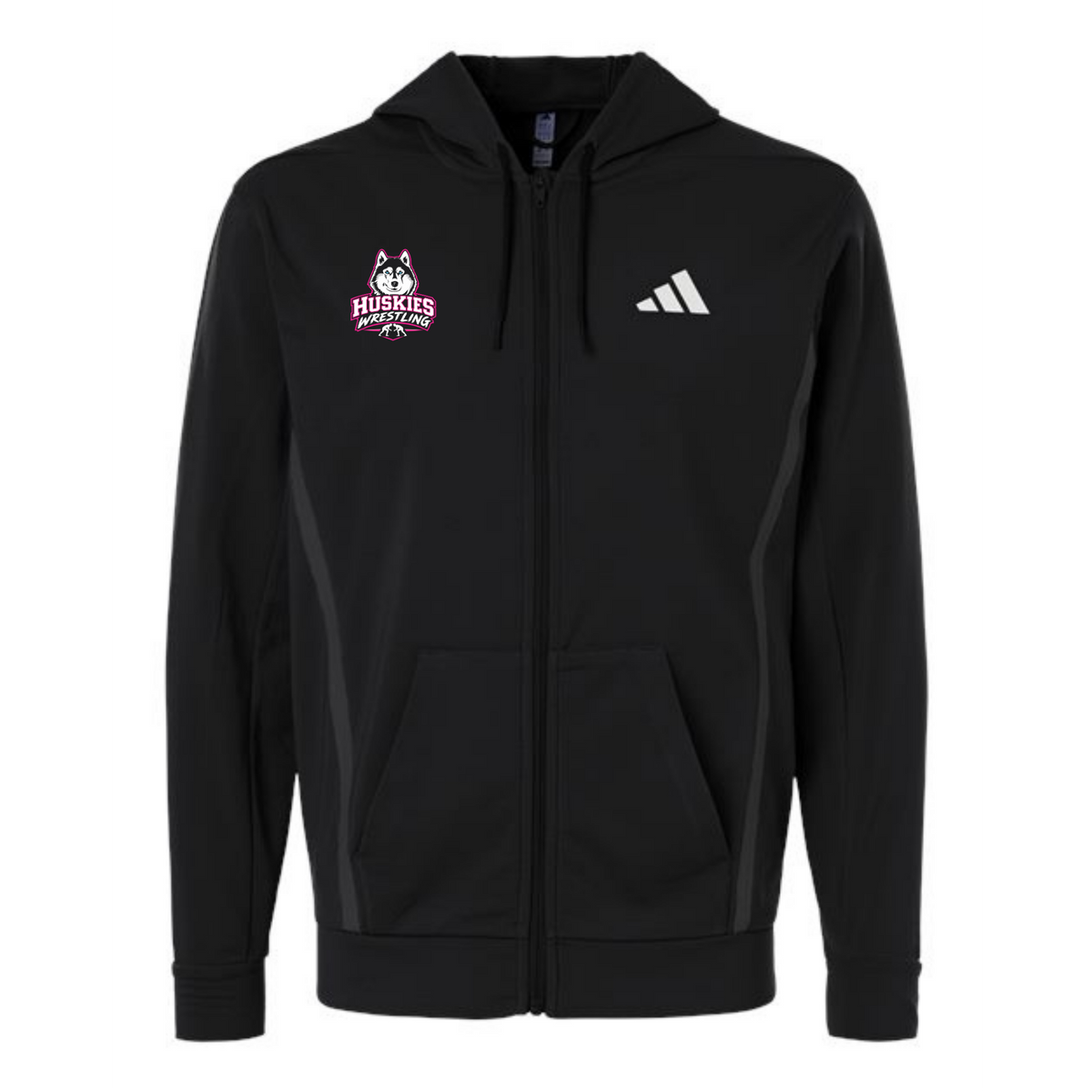 Malone Wrestling Pink Design Adidas Game & Go Fleece Full-Zip Hooded Sweatshirt