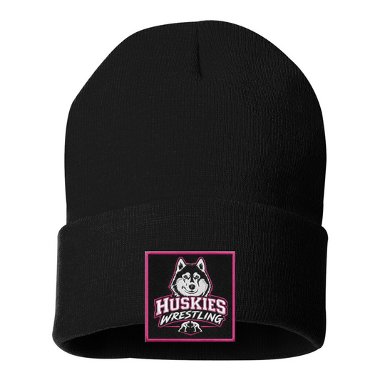 Malone Wrestling Pink Design Patch 12" Solid Cuffed Beanie