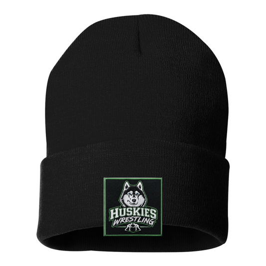 Malone Wrestling Green Design Patch 12" Solid Cuffed Beanie