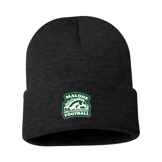 Embroidered Malone Mustang Patch 12" Solid Cuffed Beanie