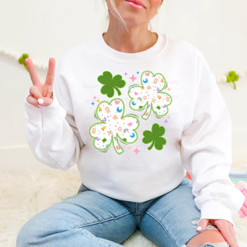 Marshmallow Shamrocks Gildan Unisex Heavy Blend™ Crewneck Sweatshirt White