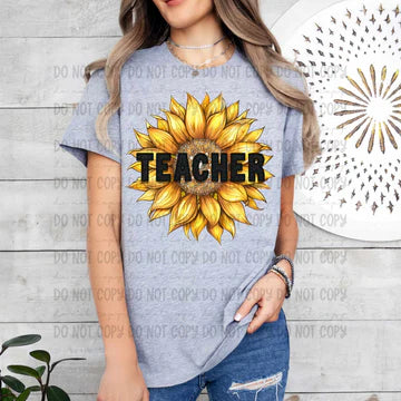 Teacher Sunflower Bella + Canvas Unisex Jersey T-Shirt Athletic Heather