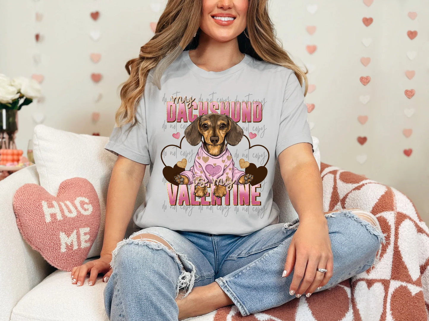 My Dachshund Is My Valentine Gildan Softstyle® T-Shirt Ice Grey