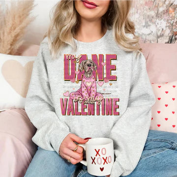 My Dane Is My Valentine Gildan Unisex Heavy Blend™ Crewneck Sweatshirt Ash