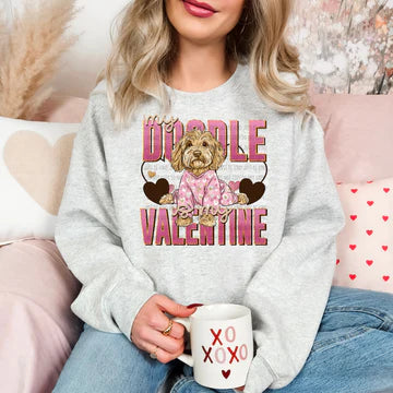 My Doodle Is My Valentine Gildan Unisex Heavy Blend™ Crewneck Sweatshirt Ash