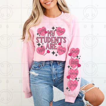 My Students Are Loved Sweet Kind Worthy Gildan Unisex Heavy Blend™ Crewneck Sweatshirt Light Pink