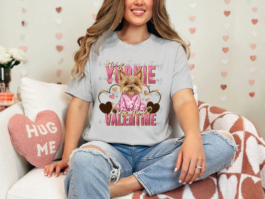 My Yorkie Is My Valentine Gildan Softstyle® T-Shirt Ice Grey