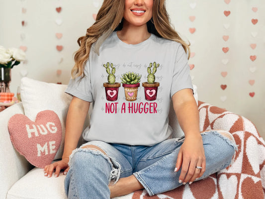 Not A Hugger Cactus Gildan Softstyle® T-Shirt Ice Grey