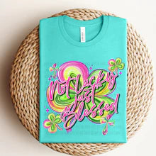 Not Lucky Just Blessed Pink Neon Shamrock Bella + Canvas Unisex Jersey T-Shirt Teal
