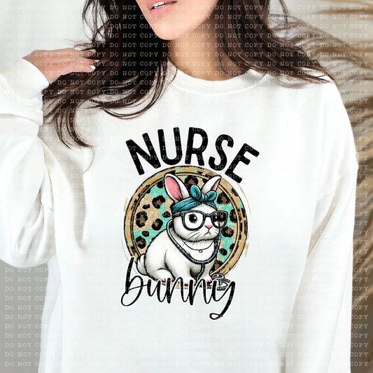 Nurse Bunny Comfort Colors Unisex Garment-Dyed Heavyweight Long Sleeve T-Shirt White