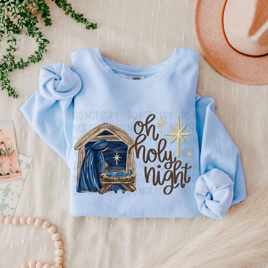 Oh Holy Night Manager Comfort Colors Unisex Garment-Dyed Lightweight Fleece Crewneck Sweatshirt Hydrangea