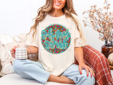 Oh My Soul Floral Circle Comfort Colors Adult Heavyweight T-Shirt Ivory