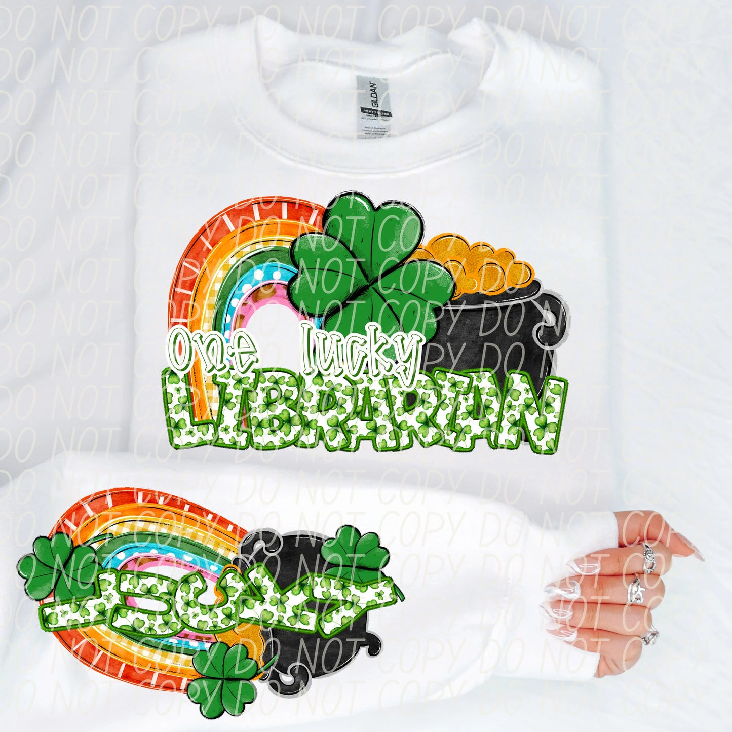 One Lucky Librarian With Sleeve Gildan Unisex Heavy Blend™ Crewneck Sweatshirt White
