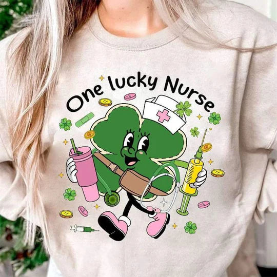 One Lucky Nurse Gildan Heavy Blend™ 50/50 Fleece Crew Ash