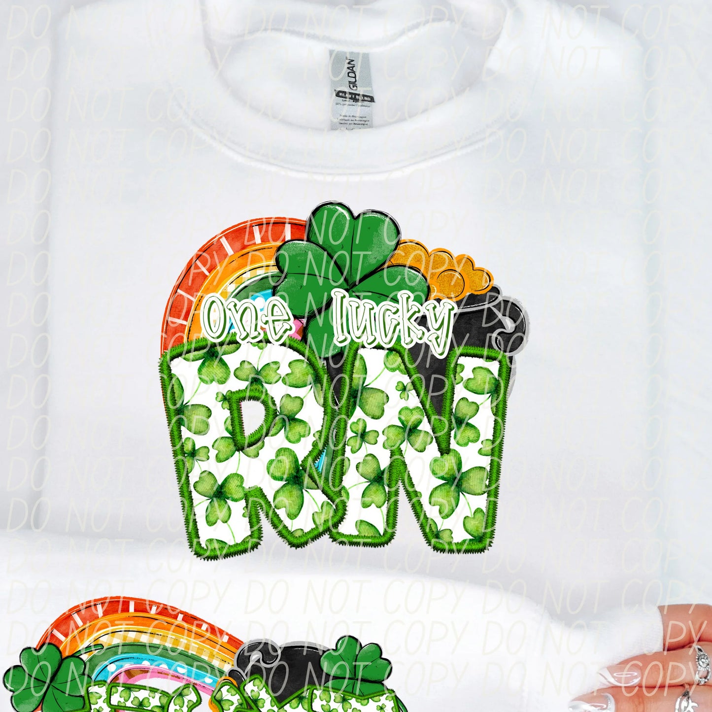 One Lucky RN With Sleeve Gildan Unisex Heavy Blend™ Crewneck Sweatshirt White
