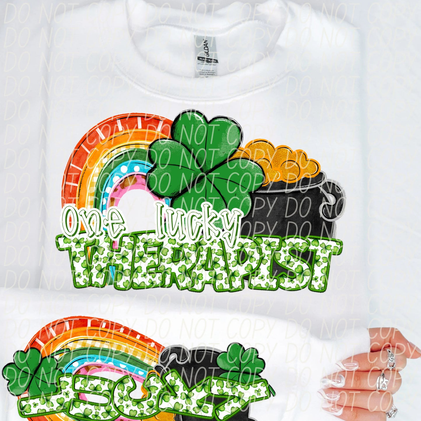 One Lucky Therapist With Sleeve Gildan Unisex Heavy Blend™ Crewneck Sweatshirt White