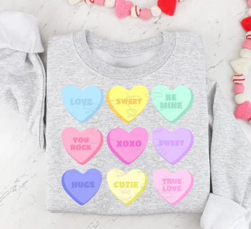 Pastel Conversation Hearts Gildan Unisex Heavy Blend™ Crewneck Sweatshirt Sport Grey