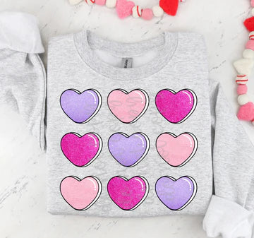 Pastel Hearts Stacked Gildan Unisex Heavy Blend™ Crewneck Sweatshirt Sport Grey