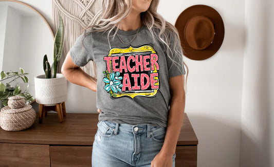 Teacher Aide Framed Bella + Canvas Unisex Jersey T-Shirt Deep Heather