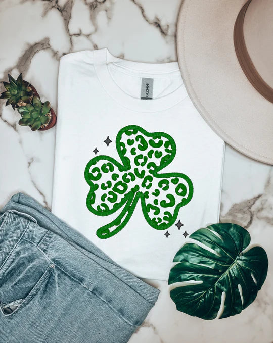 Leopard Clover Gildan Softstyle® T-Shirt White