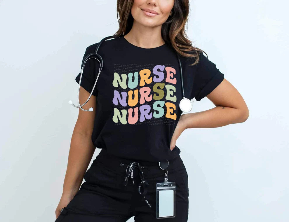 Nurse Stacked Gildan Softstyle® T-Shirt Black