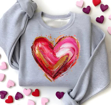 Pink Gold Faux Paint Heart Gildan Unisex Heavy Blend™ Crewneck Sweatshirt Sport Grey