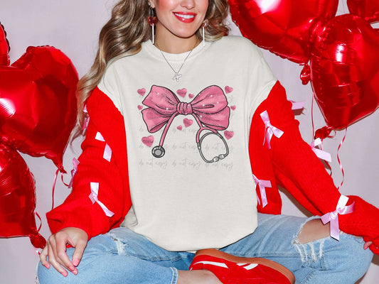 Pink Nurse Bow Comfort Colors Adult Heavyweight T-Shirt Ivory